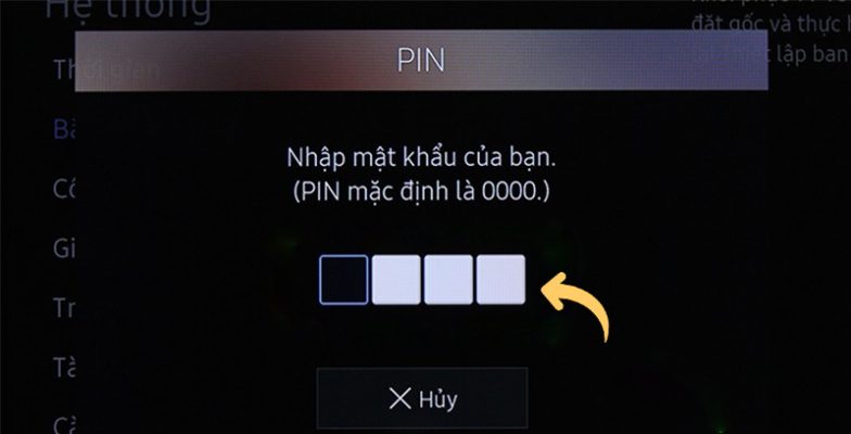 Nhập mã pin để đặt lại Smart Hub