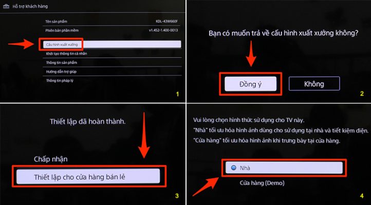 tắt chế độ Demo trên tivi Sony - smart tivi sony 2018 bước 2
