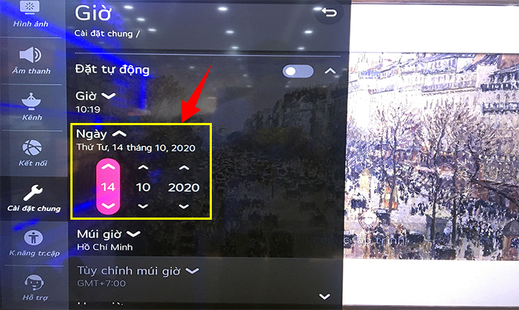 Chọn mục "Ngày"