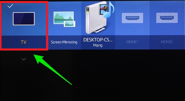 Nhấn nút SOURCE trên remote