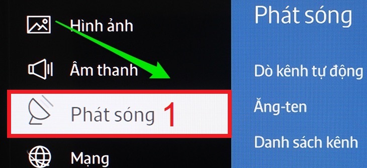 Chọn mục Phát sóng.