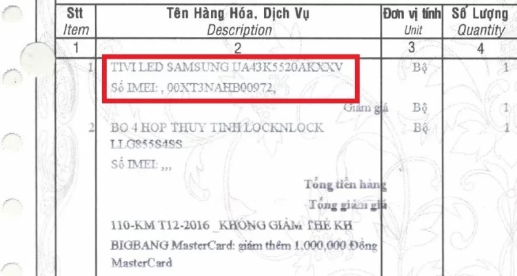 Xem trên hóa đơn mua hàng.