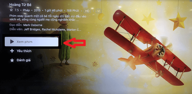 Nhấn tiếp Xem phim để bắt đầu xem phim