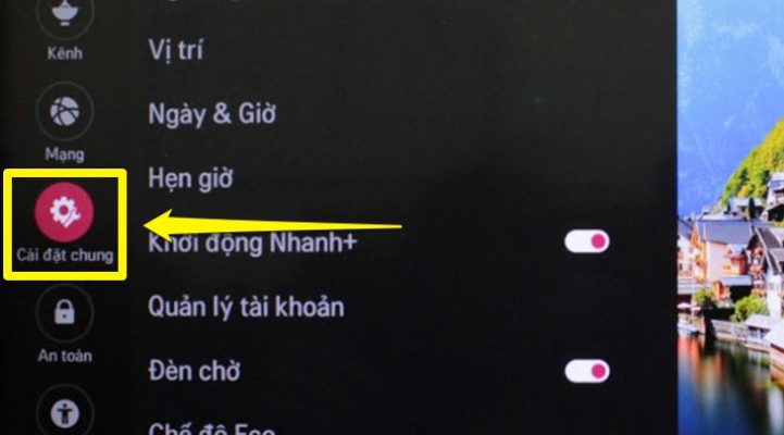 Chọn Cài đặt chung