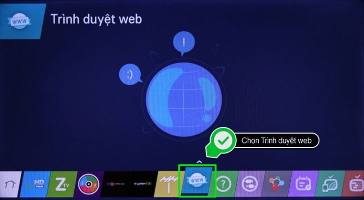 nhấn chọn vào biểu tượng Trình duyệt Web