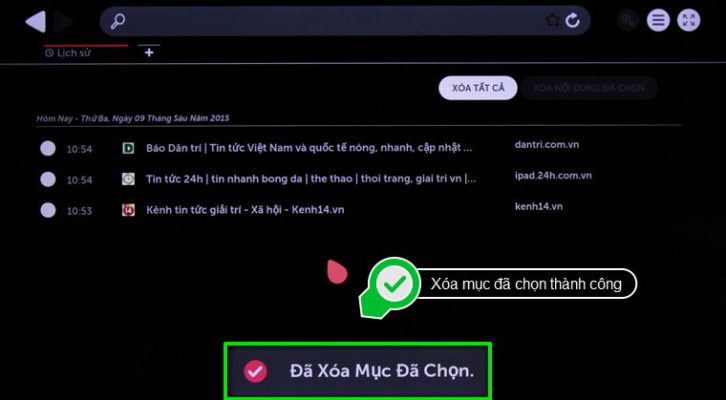 Nếu bạn muốn xóa từng mục lịch sử duyệt web: