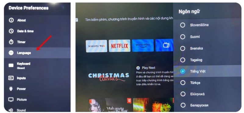 Cách cài tiếng Việt cho tivi Xiaomi đời mới
