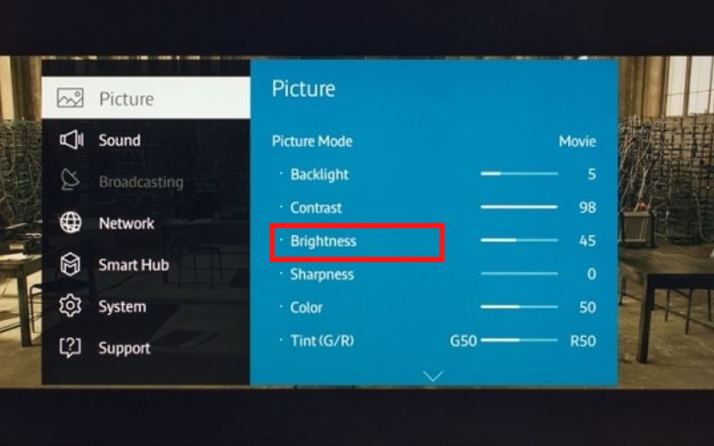Điều chỉnh độ sáng tại Brightness
