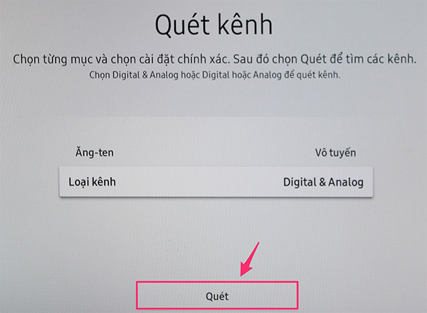 Các bước dò kênh trên tivi Samsung ngay tại nhà