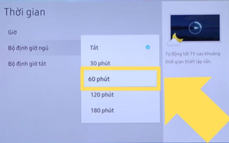 Hẹn giờ tắt với bộ định giờ ngủ