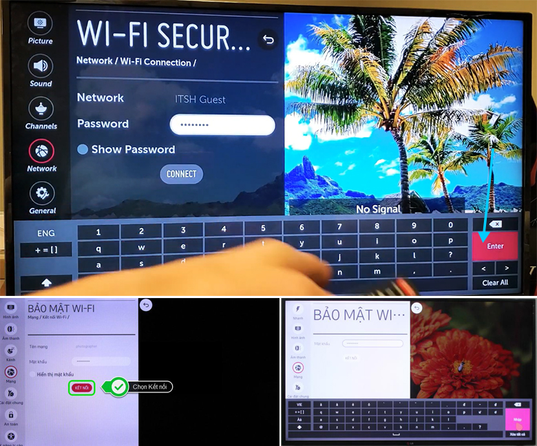 chọn mạng Wifi đang dùng và nhập mật khẩu để đăng nhập