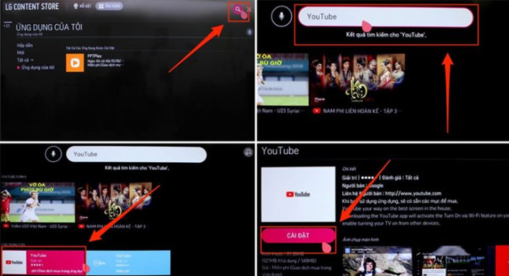 Tìm và cài đặt lại YouTube trên tivi LG