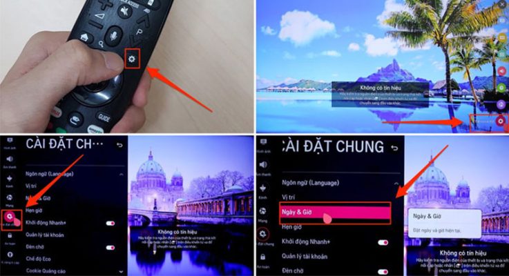 Chọn vào Ngày và Giờ để thiết lập lại thời gian