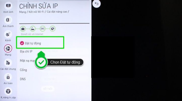 tivi lg không kết nối được wifi - đặt tự động