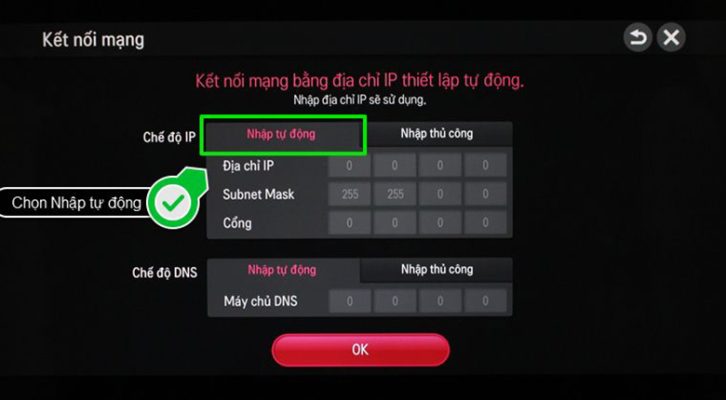 tivi lg không kết nối được wifi - nhập tự động