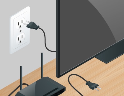 Cắm lại cáp nguồn vào TV và bộ định tuyến để đặt lại cho cả hai thiết bị.