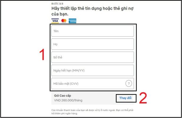 bạn nhập đầy đủ thông tin thanh toán