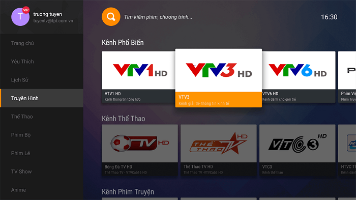 Sử dụng các ứng dụng xem tivi online