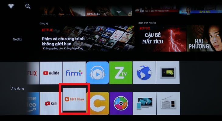 Chọn vào ứng dụng "FPT Play".