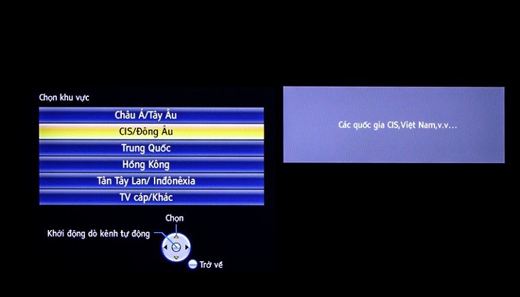 Thiết lập sai cài đặt vùng