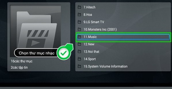 Chọn thư mục âm nhạc