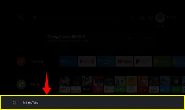 Nói vào remote để mở Youtube