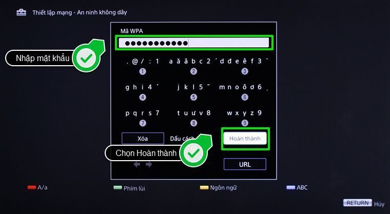 Nhập mật khẩu và chọn Hoàn thành
