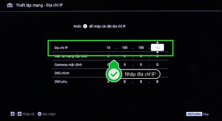 Nhập địa chỉ IP