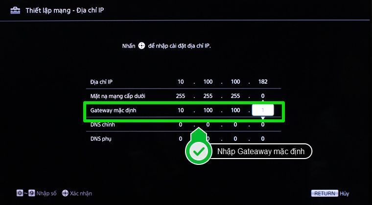 Gateaway mặc định là 10.100.100.1