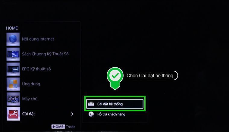 Chọn Cài đặt hệ thống tại mục Cài đặt