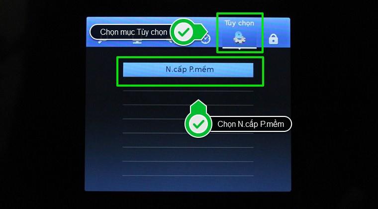 Chọn mục nâng cấp phần mềm