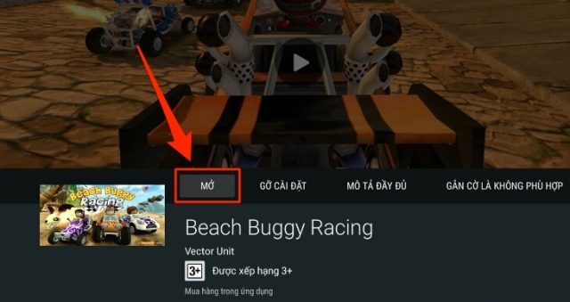 Nhấn Mở để bắt đầu chơi game trên tivi TCL