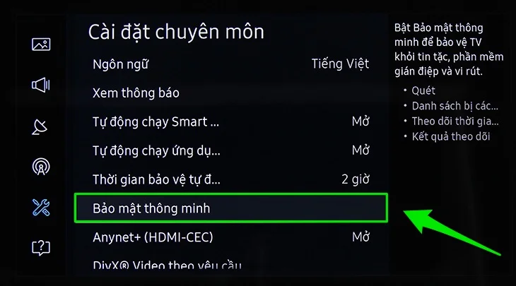 quét và diệt virus trên smart tivi samsung