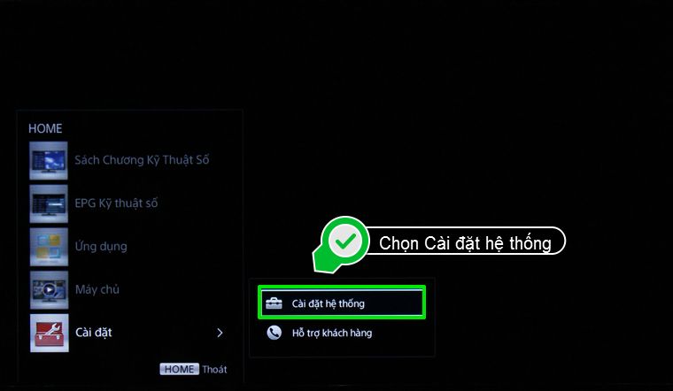 chọn Cài đặt hệ thống