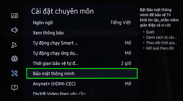 Chọn Bảo mật thông minh.