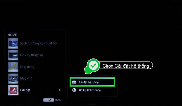 Chọn Settings (Cài đặt) → System Settings (Cài đặt hệ thống)