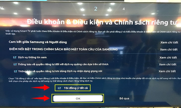 Tiếp theo bạn chọn ô “Tôi đồng ý tất cả”