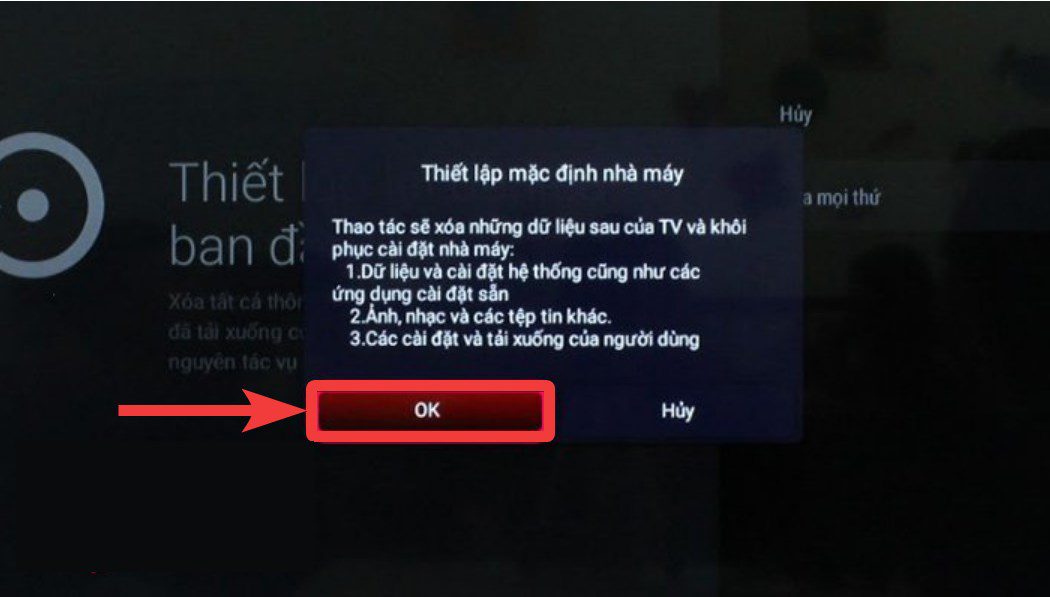 Reset lại tivi TCL