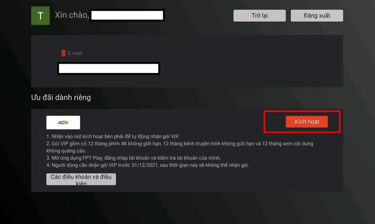Cách kích hoạt FPT Play trên tivi TCL