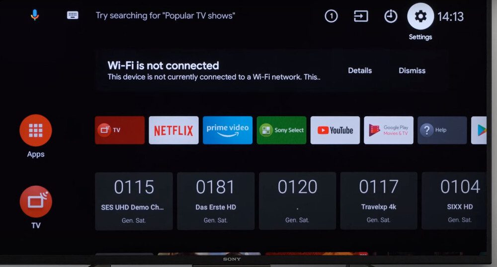 Chọn Settings (Cài đặt) trên tivi