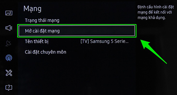 Hướng dẫn các bước kết nối mạng Wifi trên smart tivi Samsung
