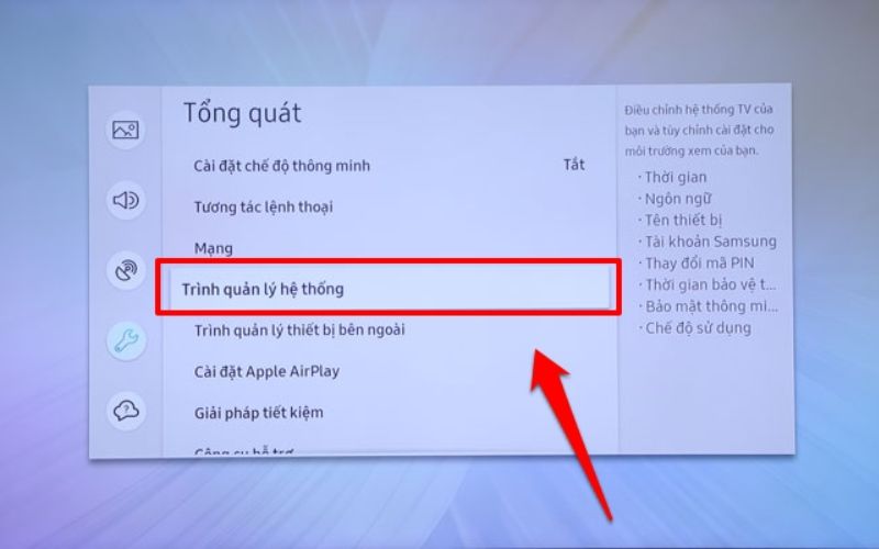Chọn Trình quản lý hệ thống