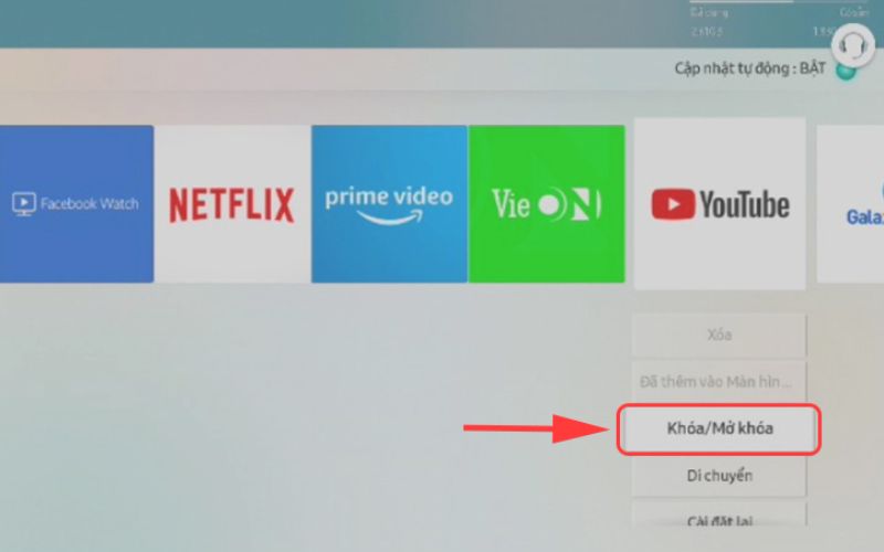 Chọn Khóa/Mở khóa