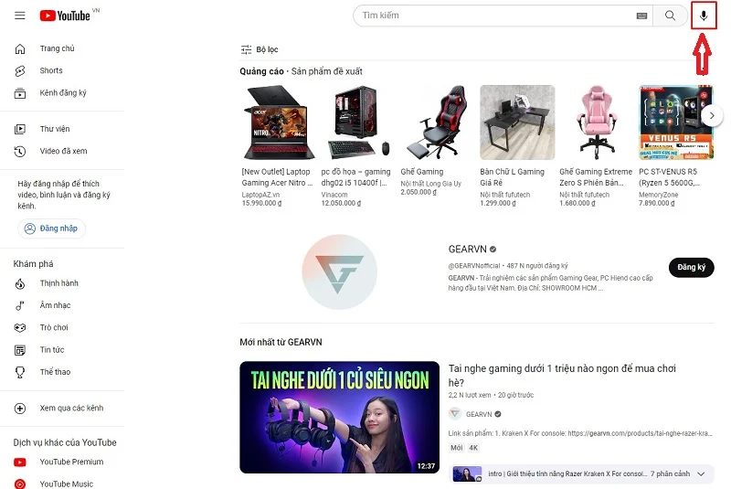 Cách tìm kiếm bằng giọng nói trên Youtube