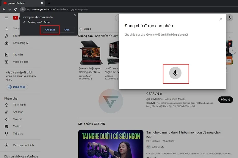 Cách tìm kiếm bằng giọng nói trên Youtube