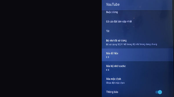 Khắc phục lỗi ứng dụng Youtube trên tivi thông minh Sony