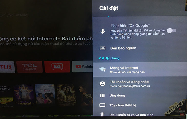 Thiết lập lại kết nối mạng trên tivi