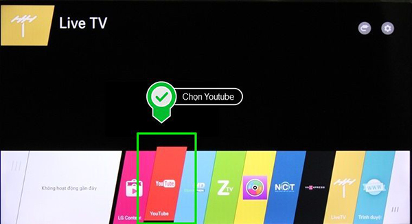Chọn ứng dụng YouTube