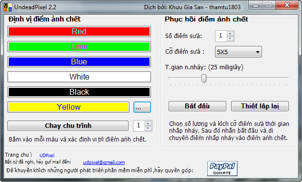 Giao diện phần mềm UDPixel.
