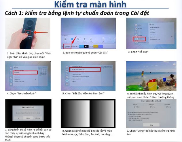 Cách kiểm tra màn hình tivi qua lệnh tự chuẩn đoán